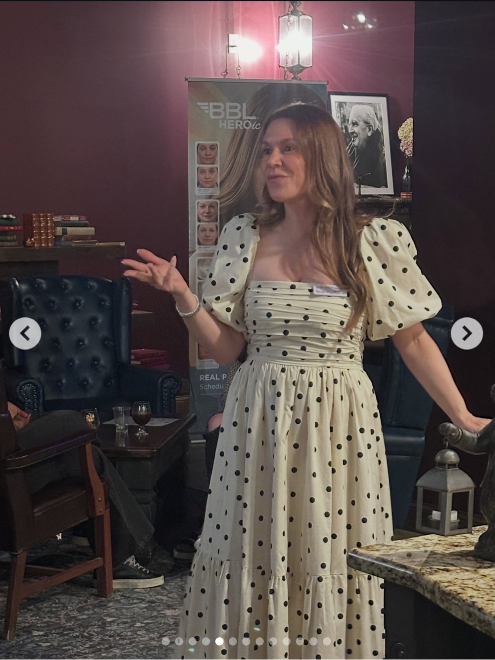 Abercrombie & Fitch Cream Polka Dot Puff Sleeve Midi Dress - Picture 4 of 7